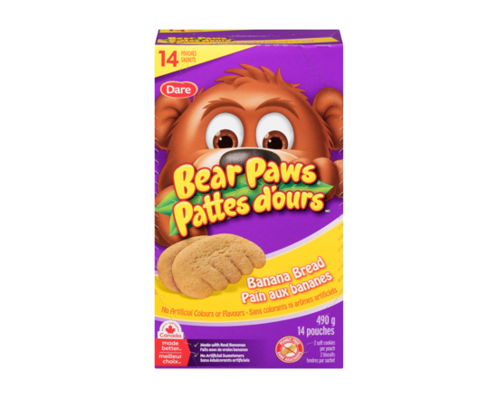 Bear Paw Cookies, Banana Bread, 14 Pouches - 490.0 G