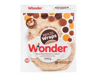 Wonder Whole Wheat 10" Wraps - 640.0 G