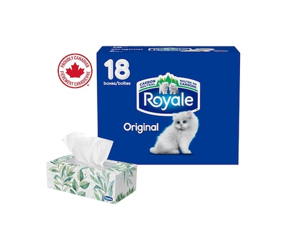 Royale Original Facial Tissue, 18 Flat Boxes, 126 Tissues per box - 1.0 EA