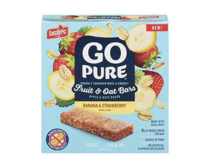 Leclerc Go Pure Fruit and Oat Bars, Banana and Strawberry - 140.0 G