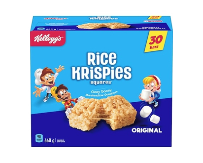 Kellogg’s Rice Krispies Barres Carrés aux Rice Krispies Goût original, format géant 30 barres de céréales - 660.0 G
