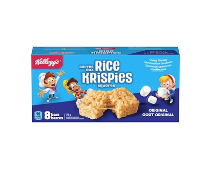 Kelloggs Barres Carrés aux Rice Krispies Goût original, 8 barres de céréales - 176 G