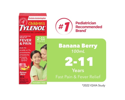 Tylenol Children's Medicine, Fever & Pain, Banana Berry Liquid - 100 ML