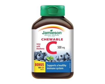 Jamieson Chewable Vitamin C 500 mg Wild Blueberry Flavour - 120.0 EA