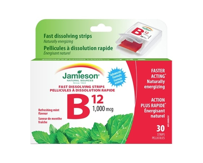 Jamieson Vitamin B12 1,000 mg (Methylcobalamin) - Fast Dissolving Strips - 30 PK