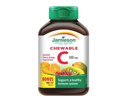 Jamieson Chewable Vitamin C 500 mg Mixed 3 Flavours - 120.0 EA