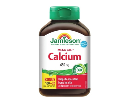 Jamieson Mega Cal Calcium Mini-Tab Caplets, 650 mg - 120.0 EA