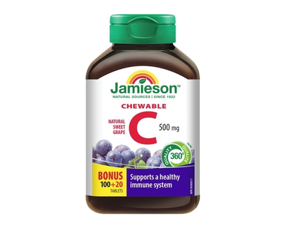 Jamieson Chewable Vitamin C Grape Juice Tablets, 500 mg - 100.0 EA