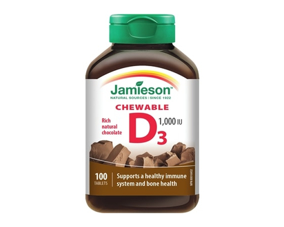 Jamieson Natural Chocolate Flavour Chewable Vitamin D 1,000 IU Tablets - 100.0 EA