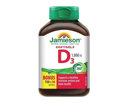 Jamieson Vitamin D 1,000 IU Premium Softgels - 180.0 EA