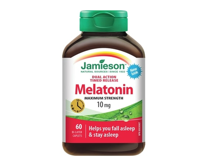 Jamieson Melatonin Maximum Strength Timed Release Dual Action Bi-Layer Caplets, 10 mg - 60 CPL