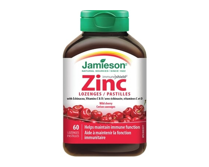 Jamieson Zinc Pastilles avec échinacée, vitamines C et D, Cerises sauvages 60 count - 60.0 EA