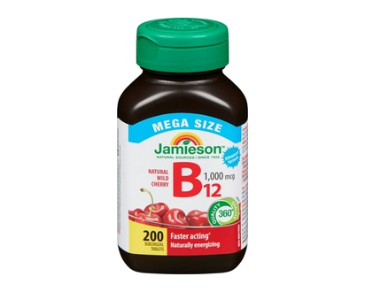 Jamieson B₁₂ cerise sauvage naturelle 1 000 mcg méga format - 200.0 EA