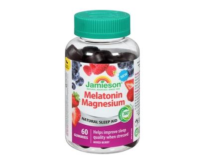 Jamieson Mélatonine magnésium gummies saveur de baies mélangées, 60 compter - 60 CHA
