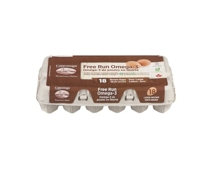 Conestoga Eggs Brown Eggs Free Run Omega-3 Size: Large - 18.0 EA