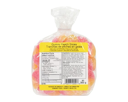 Johnvince Foods Friandise à saveur naturelle et artificielle tranches de pêches en gelée - 300.0 G