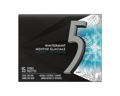 Wrigley's 5 Wintermint-Ascent Flavoured Sugar Free Chewing Gum, 1 Sticks, 1 Pack - 15.0 EA