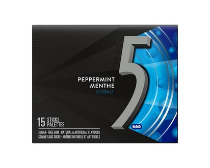 5 Gum Sugar-Free Gum Peppermint Cobalt - 15 PCS