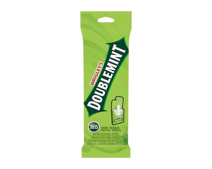 Wrigley's DoubleMint Peppermint Flavoured , 15 Sticks, 3 Packs - 3.0 EA