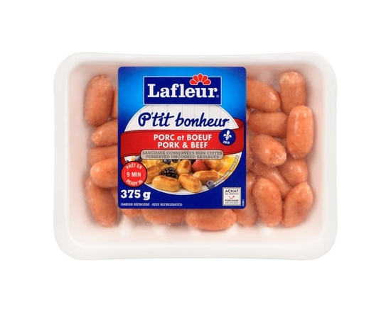 Lafleur P'tit bonheur saucisses porc et boeuf - 375.0 G