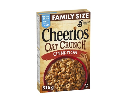 General Mills Cheerios Oat Crunch Breakfast Cereal, Cinnamon, Family Size - 516.0 G