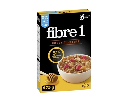 General Mills Fibre One Breakfast Cereal, Honey Clusters, High Fibre and Whole Grains - 475.0 G