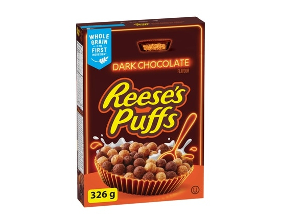 PUFFS Dark Chocolate Flavour Cereal, Real REESE'S Peanut Butter - 326.0 G