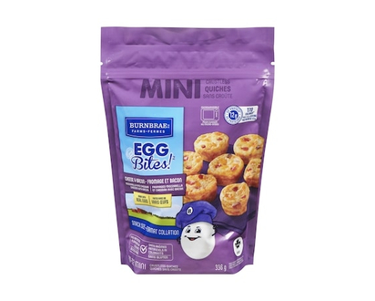 Burnbrae Farms Egg Bites! Mini Crustless Quiches Cheese & Bacon Snack Size - 336.0 G