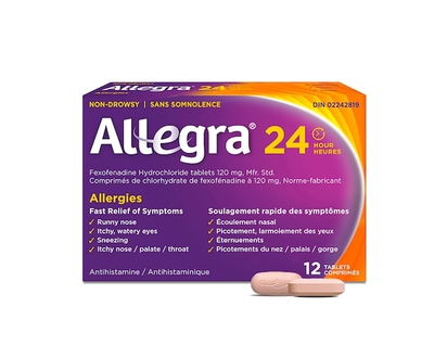 Allegra 24 Hour Allergy Medication, Non Drowsy, Fast and Effective Multi-Symptom Allergy Relief Medicine for Sneezing, Watery Eyes and Itchy Throat, 1