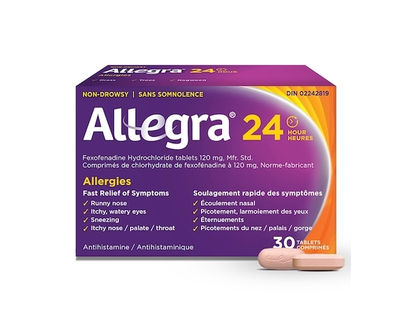 Allegra 24 Hour Allergy Medication, Non Drowsy, Fast and Effective Multi-Symptom Allergy Relief Medicine for Sneezing, Watery Eyes and Itchy Throat, 1
