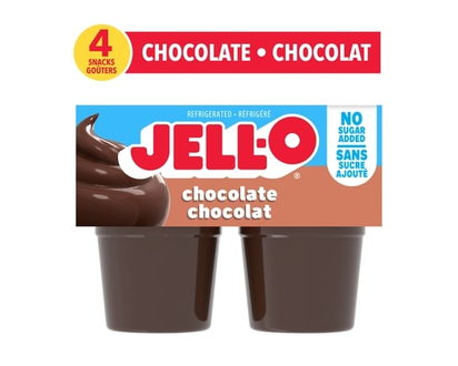 Jell-O Chocolate No Sugar Added Ready-To-Eat Refrigerated Pudding Snacks - 106.0 G