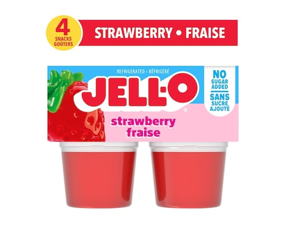 Jell-O Strawberry No Sugar Added Refrigerated Ready-To-Eat Gel Snack Cups - 89.0 G