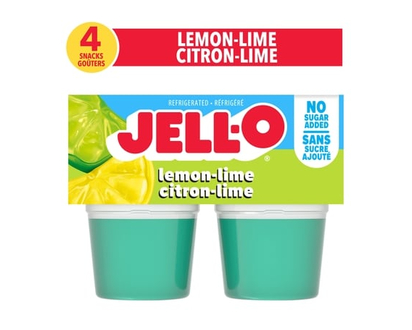 Jell-O Lemon-Lime No Sugar Added Refrigerated Ready-To-Eat Gel Snack Cups - 89.0 G