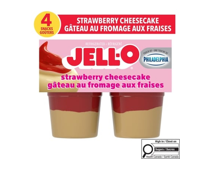 Jell-O Strawberry Cheesecake Flavour Refrigerated Cheesecake Snacks - 99.0 G