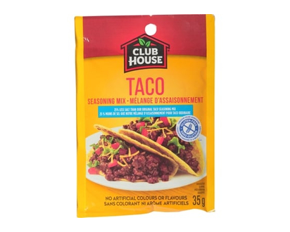 Club House Taco, Gluten-Free, 25% Less Salt Seasoning Mix - 35.0 G