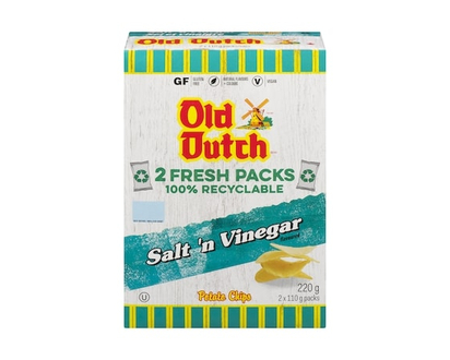 Old Dutch Potato Chips, Salt & Vinegar - 220.0 G