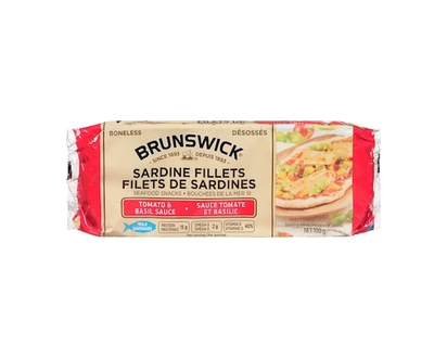Brunswick Sardine Seafood Snacks, Tomato & Basil Sauce - 100.0 G