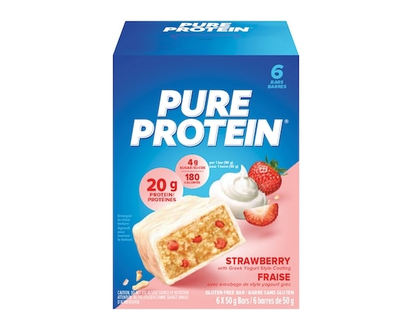 Pure Protein Bars, Strawberry with Greek Yogurt Style Coating,Gluten Free Snack Bar - 6 EA