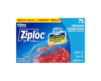 Ziploc Sacs de congélation format moyen emballage de 75 - 75.0 EA
