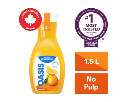 Oasis Orange Juice No Pulp, Not from Concentrate - 1.5 L