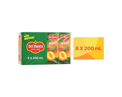 Del Monte Peach Nectar Juice Boxes - 200.0 ML
