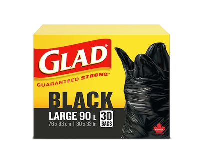 Glad Black Garbage Bags - Large 90 Litres - 30.0 EA