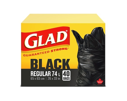 Glad Black Garbage Bags - Regular 74 Litres - 40.0 EA