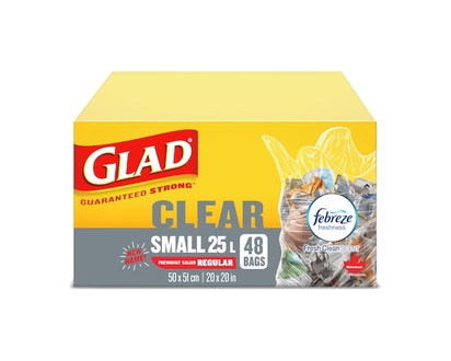 Glad Kitchen Catchers Clear Garbage Bags - Small 25 Litres - Febreze Fresh Clean Scent - 48.0 EA