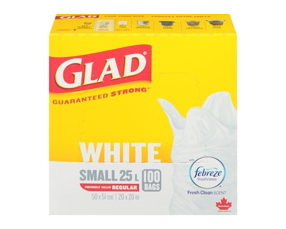 Glad White Garbage Bags - 100.0 EA