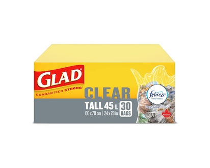 Glad Kitchen Catchers Clear Garbage Bags - Tall 45 Litres - Febreze Fresh Clean Scent - 30.0 EA