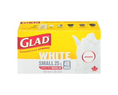 Glad White Garbage Bags - Small 25 Litres - 48.0 EA