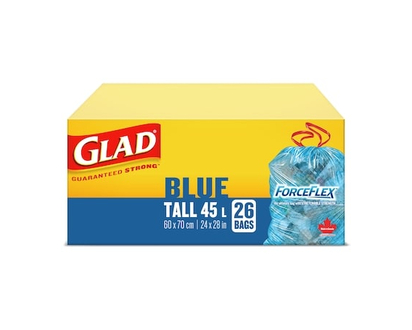Glad Blue Recycling Bags - Tall 45 Litres - ForceFlex, Drawstring - 26.0 EA