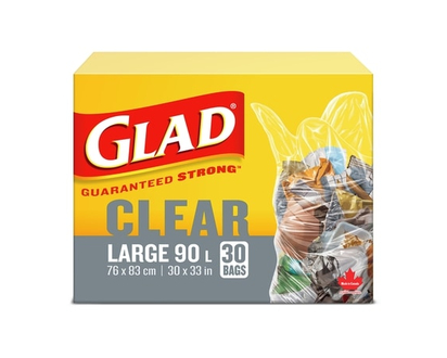 Glad Clear Garbage Bags - Large 90 Litres - 30.0 EA