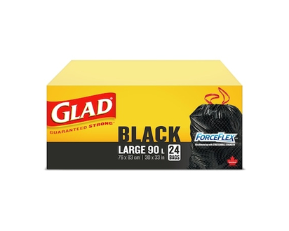 Glad Grands sacs à ordures noirs ForceFlex à cordon coulissant, sacs à ordures de 90 L - 24.0 EA